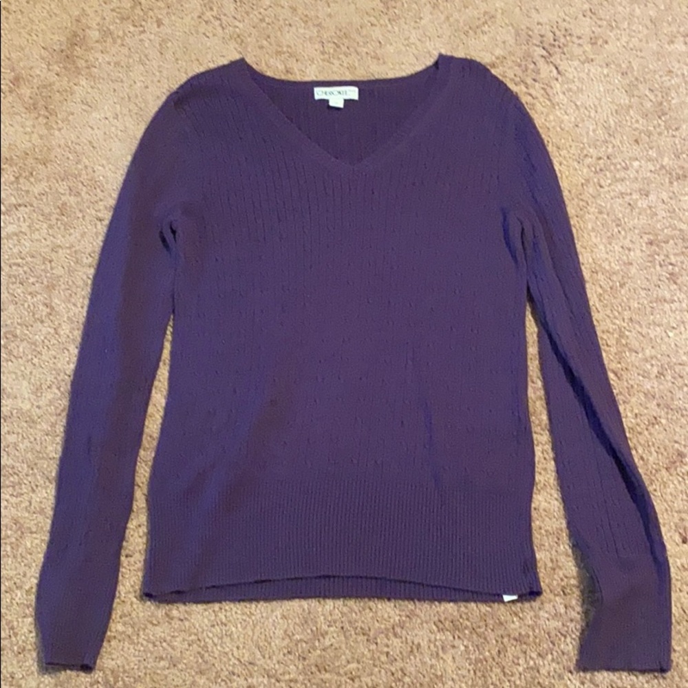 Rippled purple v-neck